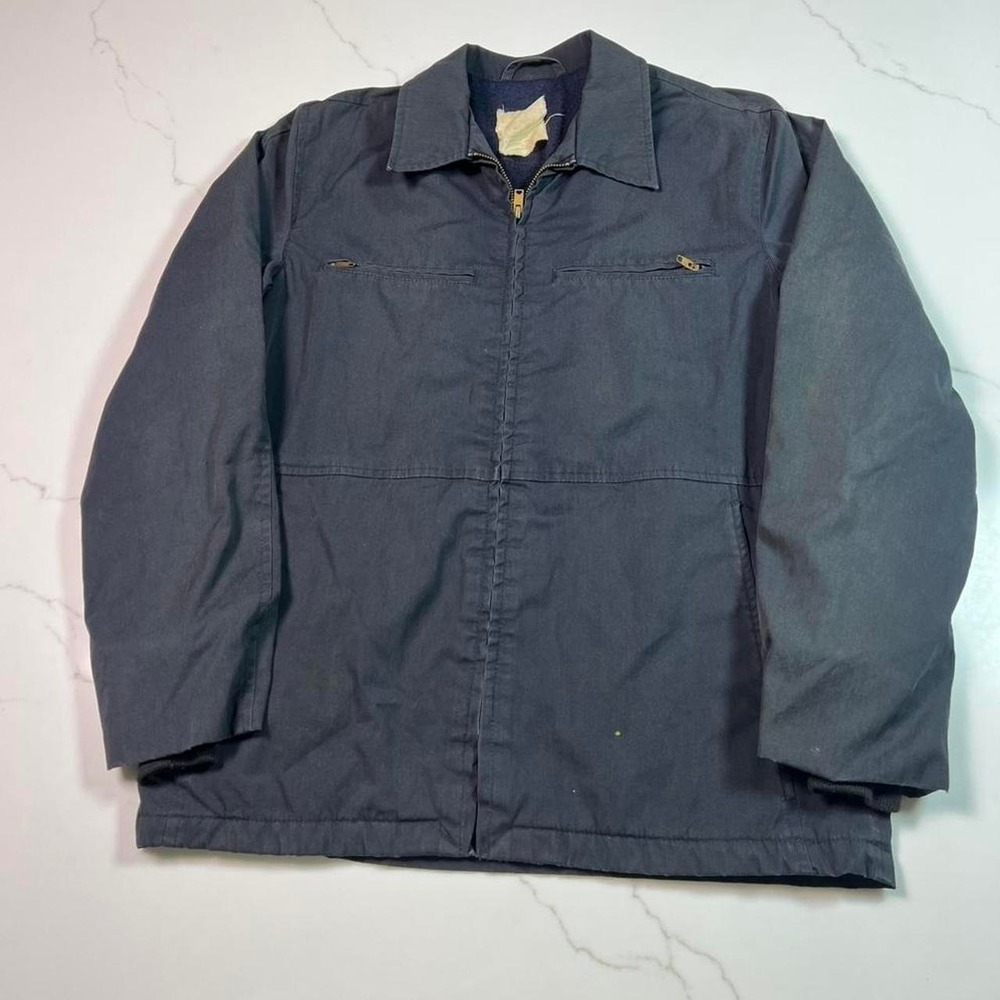 Vintage USN Utility Deck Jacket Mens 38R Navy Blue Stenciled Military Surplus